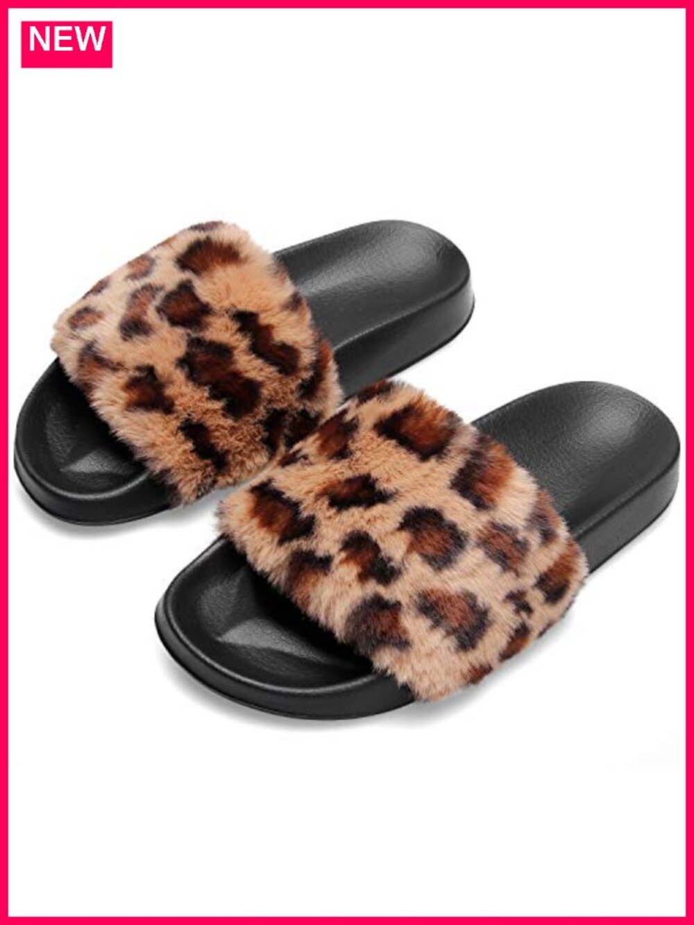 Fur Faux Fuzzy Slides Slippers for Women Non-Slip EVA Sole Open Toe House